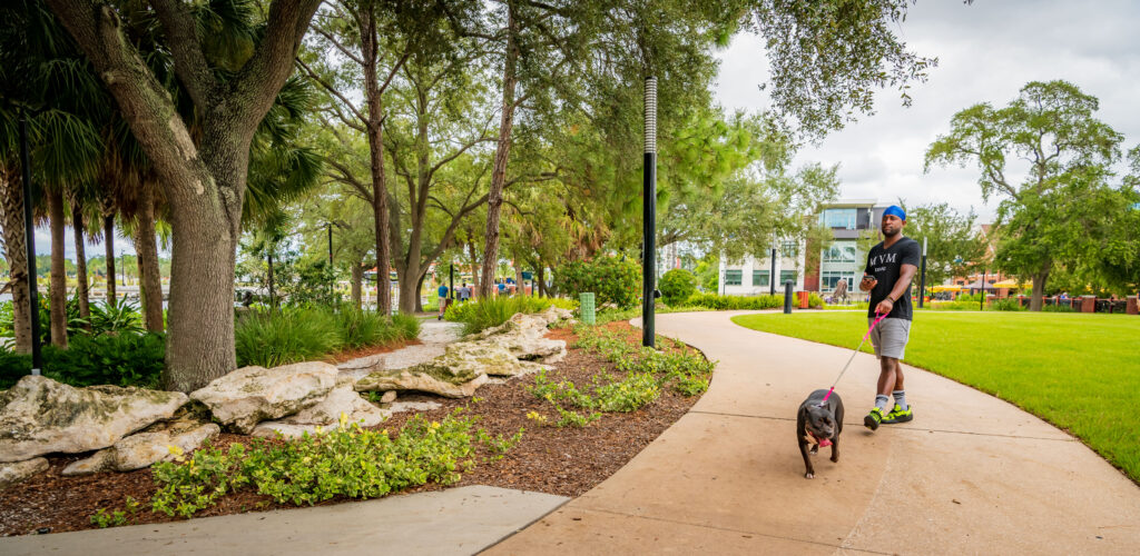 Man walking dog