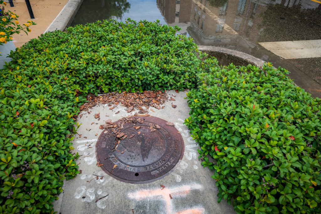 Stormwater maintenance hole at Zack St in Downtown Tampa