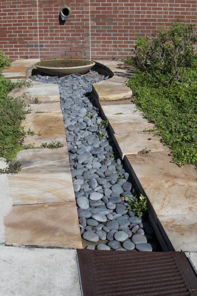 Downstream drainage rocks at SW Recreation Center