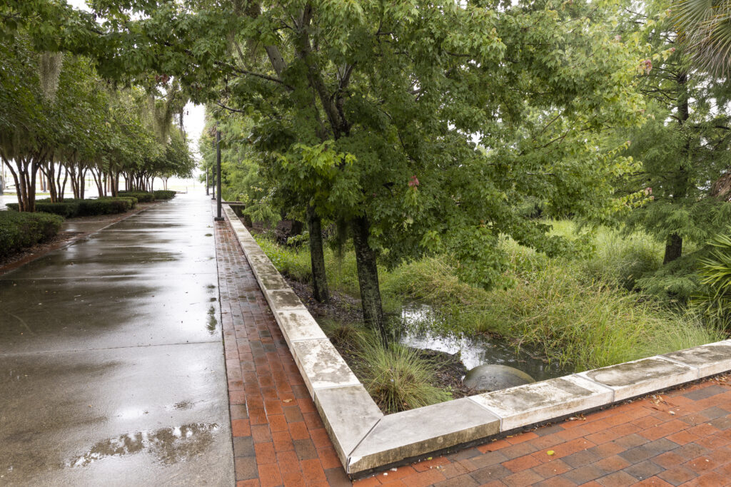 Stormwater drainage and walkway at Kissimmee Lakefront Park