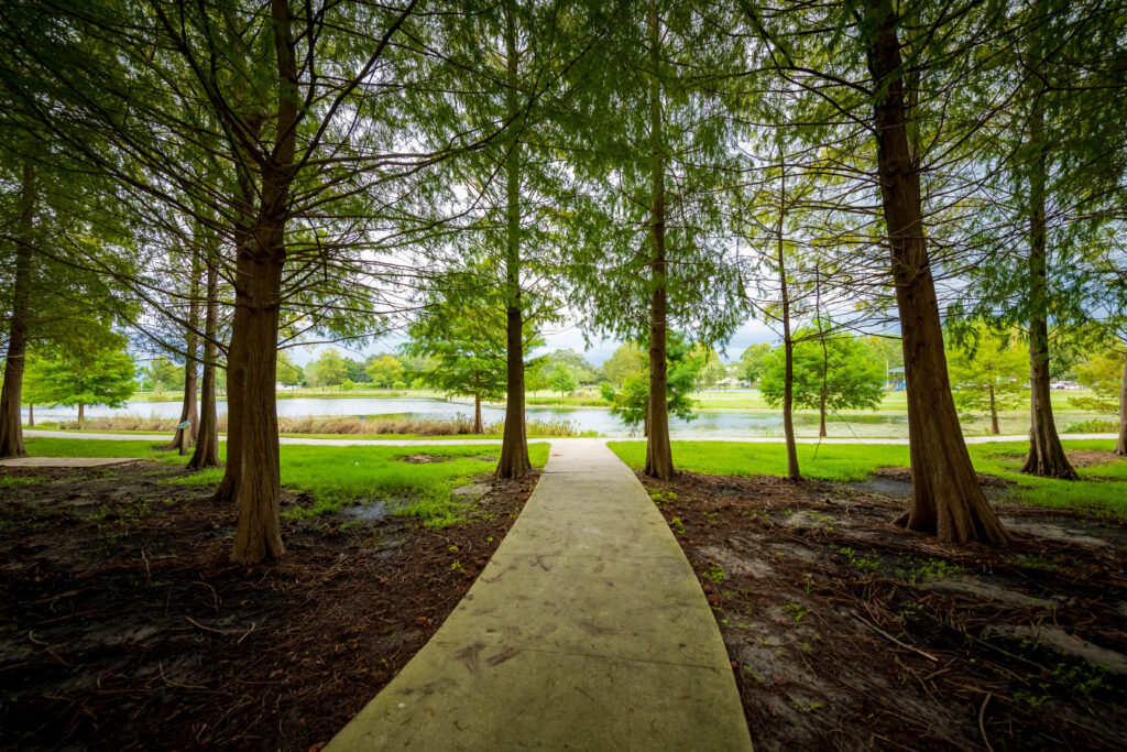 Trees and walkway at Barnett Park