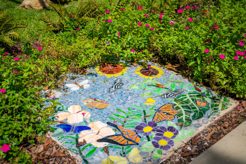 Mosaic art at Ridgewood Park Butterfly Garden