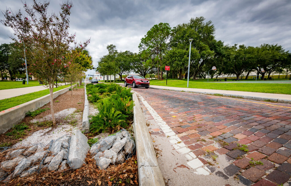 Stormwater drainage streetscape at Scott Street