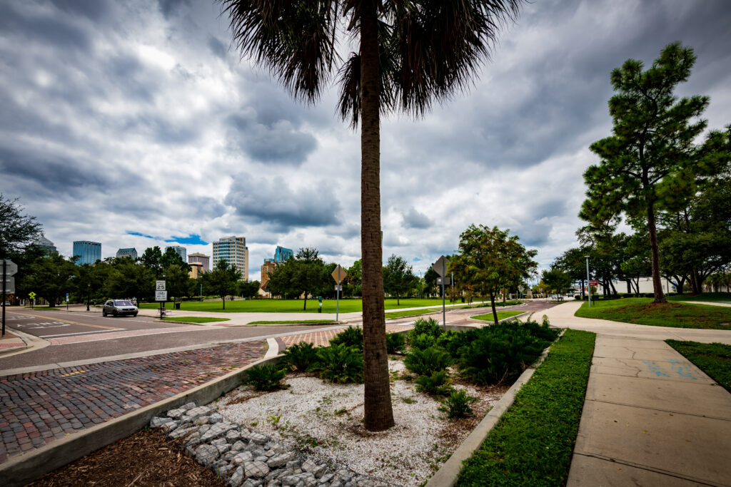 Streetscape and walkway at Scott Street