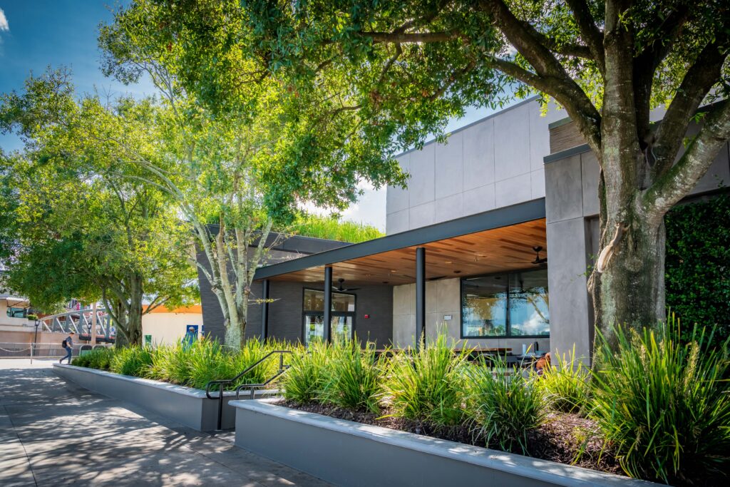 Vegetated planters at Starbucks Disney Springs