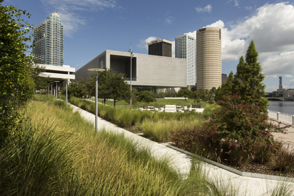 Landscaping and walkway at Curtis Hixon Waterfront Park