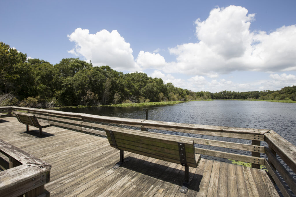 Lake and boardwalk at  Al Lopez Park