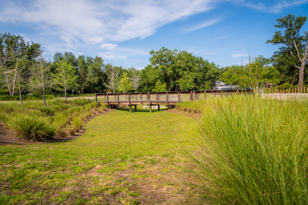 Swale with bridge at Innerarity Point Park